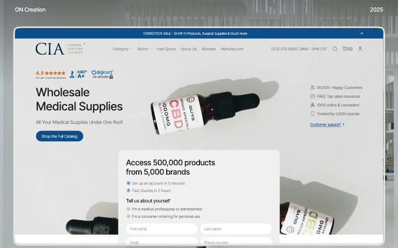 CIA Medical ecommerce website redesign