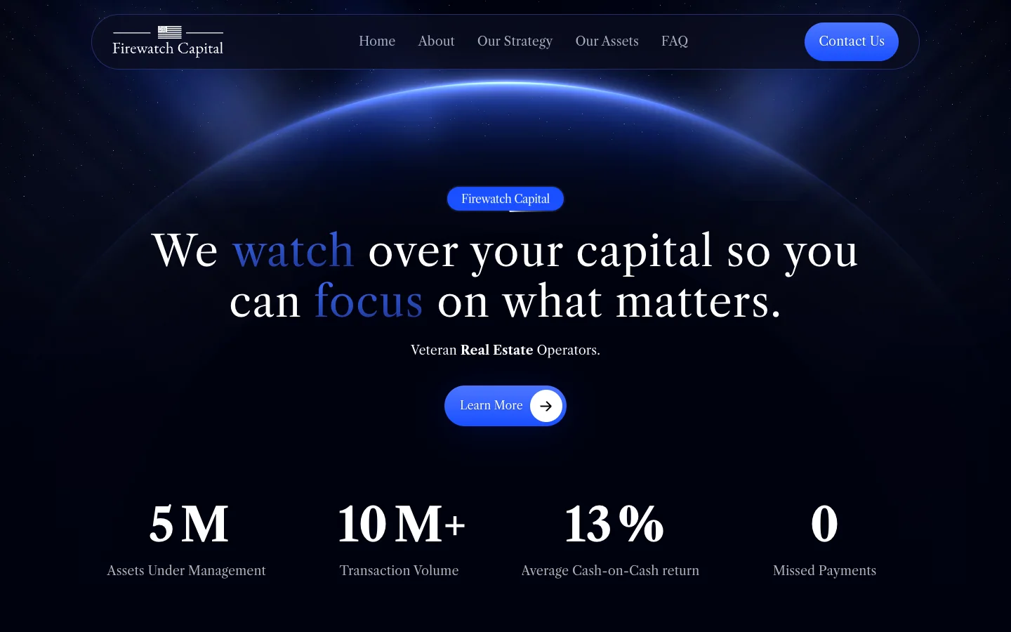Firewatch Capital investment website homepage