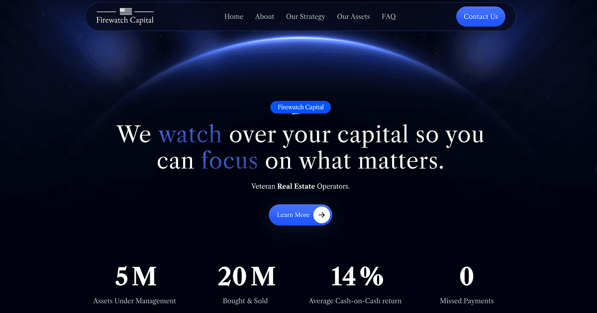 Firewatch Capital investment website homepage