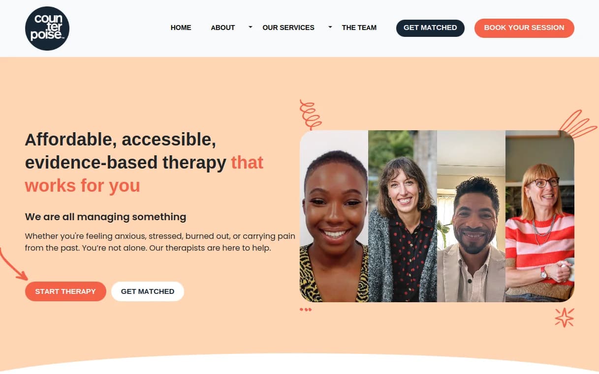 Counterpoise Wellness therapist-booking web application