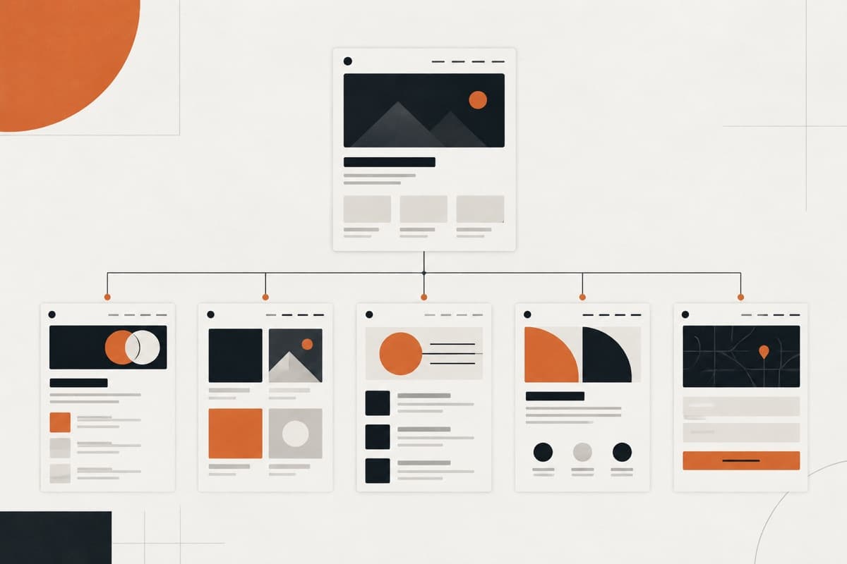 A homepage branching into a structured website sitemap